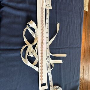 Crystal and Rose Gold Tone Bridal/Accent Belt with attached ribbon.